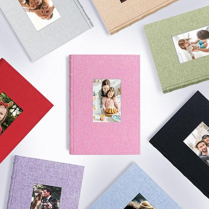 Vienrose Photo Album 4x6 300 Photos Linen Frame Cover with Memo Areas Photobook Large Capacity Slip-in Pictures Book for Wedding Baby Vacation, Purple