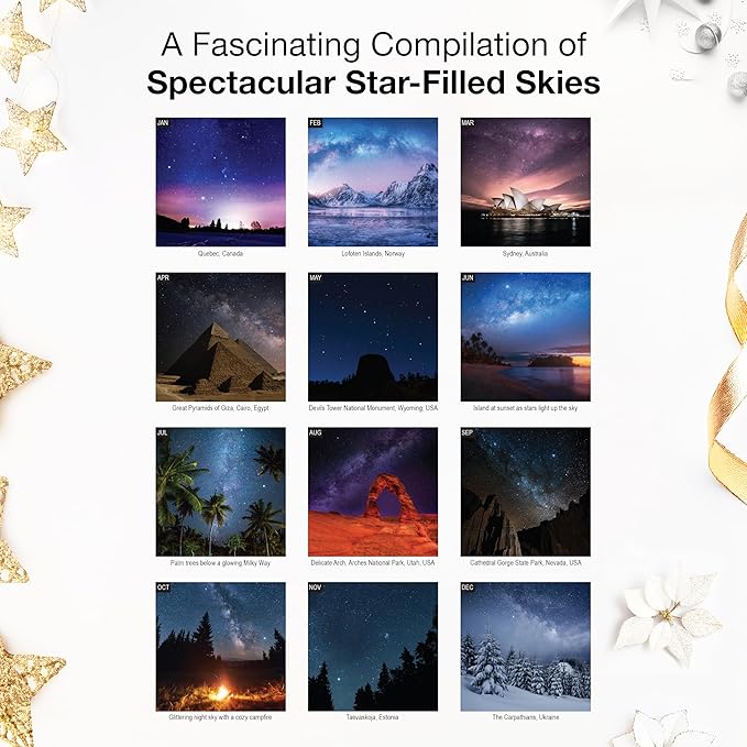 RED EMBER Stargazing 2026 Wall Calendar 12 Month | 12" x 24" Open | Thick & Sturdy Paper | Holiday Gift | Space Calendar 2026