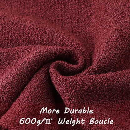 FUTEI Pack of 2 Burgundy Decorative Throw Pillow Covers 24x24 Inch Soft Cozy Solid Boucle Textured European Cushion Case,Modern Home Decor for Couch Bed Living Room