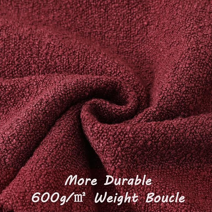 FUTEI Pack of 2 Burgundy Decorative Throw Pillow Covers 22x22 Inch Soft Cozy Solid Boucle Textured Cushion Case,Modern Home Decor for Couch Bed Living Room
