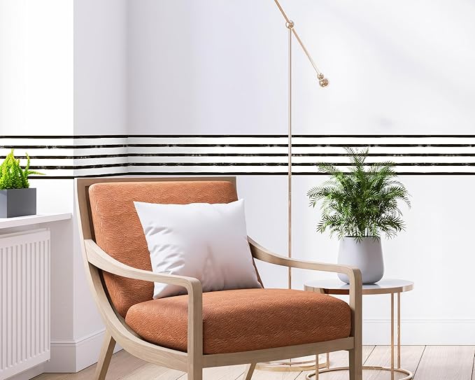 FLFK Wallpaper Border - Black and White Striped Wall Borders Decal Peel and Stick Trim 7" x 240"