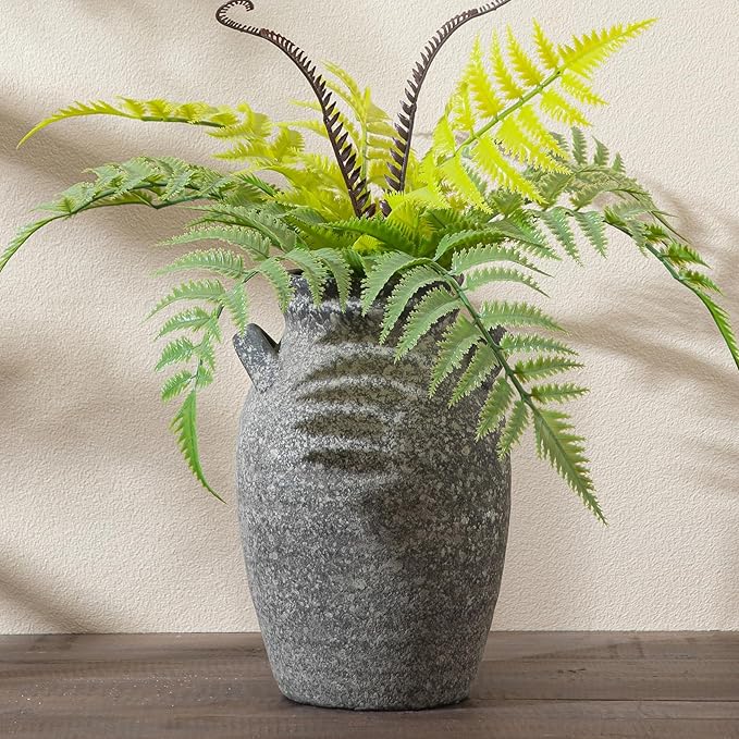 Ceramic Flower Vase Home Decor, 9.76 Inch Black Rustic Farmhouse Vase,Large Decorative Vase for Living Room Bedroom Kitchen Table Office Centerpiece Decorations, Holiday & Wedding