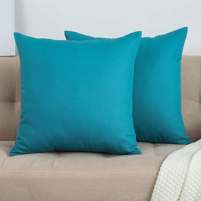 TangDepot Handmade Decorative Solid 100% Cotton Canvas Throw Pillow Covers/Cushion Covers, 45 Colors Available - (18" x18" , Blue Ashes, 2 Count (Pack of 1))