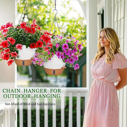 10 Inch Tall Hanging Planters & Baskets for Indoor Plants (2 Pack) – Self Watering Flower Pots with Deep Design & Visual Water Window, Perfect for Large Plants Like Pothos, Monstera,Spider plant