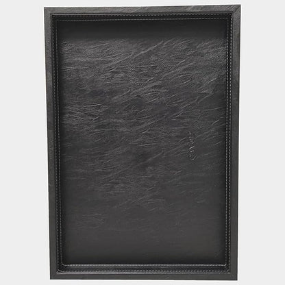 20 * 14 inches High-End Light Luxury Leather Rectangle Oversized Service Tray for Ottoman Tray, Coffee, Food, Family Dinner, Picnic, Party Essentials (Black, 20 * 14 inch)