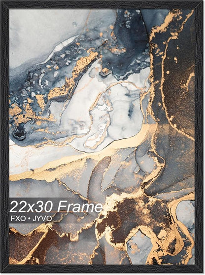 Engineered Wood 22x30 Frame, Black Picture Frame for 22 x 30 Inch Poster Puzzle Photo, Light Weight 22 by 30 Poster Frame with Wood-grain for Wall - 1 Pack/Black/22 x30