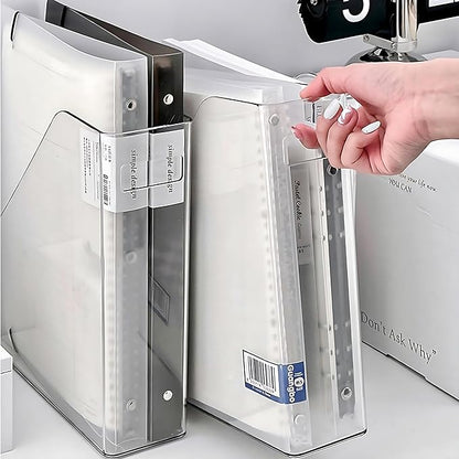 4-Pack Acrylic Magazine Holder & Book Organizer Clear Desktop File Storage Rack for Office/Home, Includes 6 Silicone Bookmarks (Space-Saving Design)