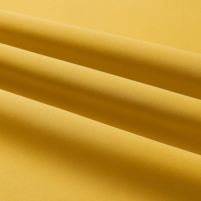 DUALIFE Yellow Curtains 45 Inches Long Blackout Curtain Panels for Bedroom Room Darkening Gold Window Drapes Thermal Insulated Grommet Top 52W x 45L,2 Panels