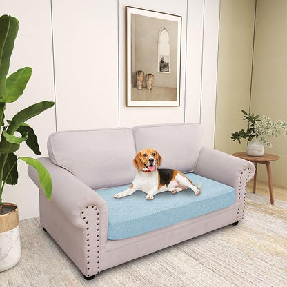 hyha Individual Couch Cushion Covers, Stretch Magic Sofa Seat Cushion Covers Washable, Dog Couch Sofa Slipcover for Pets, Kid with Elastic Bottom(Medium, Lake Blue)