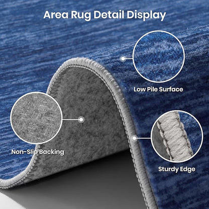 Valenrug Washable Rugs 5x7 - Non Slip 5x7 Area Rugs for Living Room, Stain Resistant Area Rugs for Bedroom, Foldable Machine Washable Area Rug(5'x7', Navy)