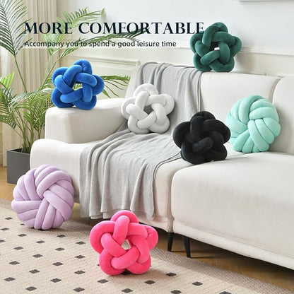 Knot Plush Throw Pillow Handmade Knotted Star Pillow Soft Sofa Lumbar Cushion Stuffed Ball Cushion Home Office Children Room Decor, Fuchsia