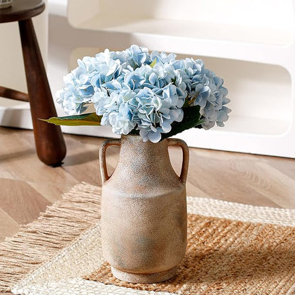 Ceramic Rustic Flower Vase, 10.94 Inch Pottery Modern Vase for Shelf, Tabletop, Vintage Farmhouse Home Decor for Coffee Table, Living Room, Mantle, Fireplace, Entryway