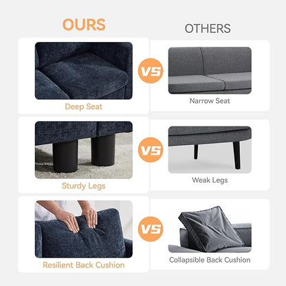 83'' Modular Sectional Sofa Convertible L Shaped Couch Set for Living Room, 4 Seat Storage Modular Sofa with Movable Ottoman, Chenille Navy
