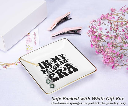In My Pregnant Era-Funny Pregnancy Announcement Gifts,Expecting Mom Gift,New Mom Gifts,First Time Mom Gift,Mother's Day Gifts,Mama to Be,Christmas Gift,Ceramic Jewelry Tray Trinket Holder Ring Dish