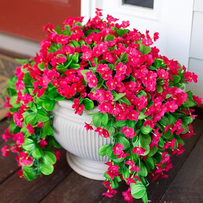 HyeFlora Artificial Fake Outdoor Outside Hanging Plants Flowers Vines for Spring Decoration, 2PCS Faux Silk Hotpink Daisy Mums UV Resistant Look Real Orchid Vine for Indoor Home Balcony Porch Planter