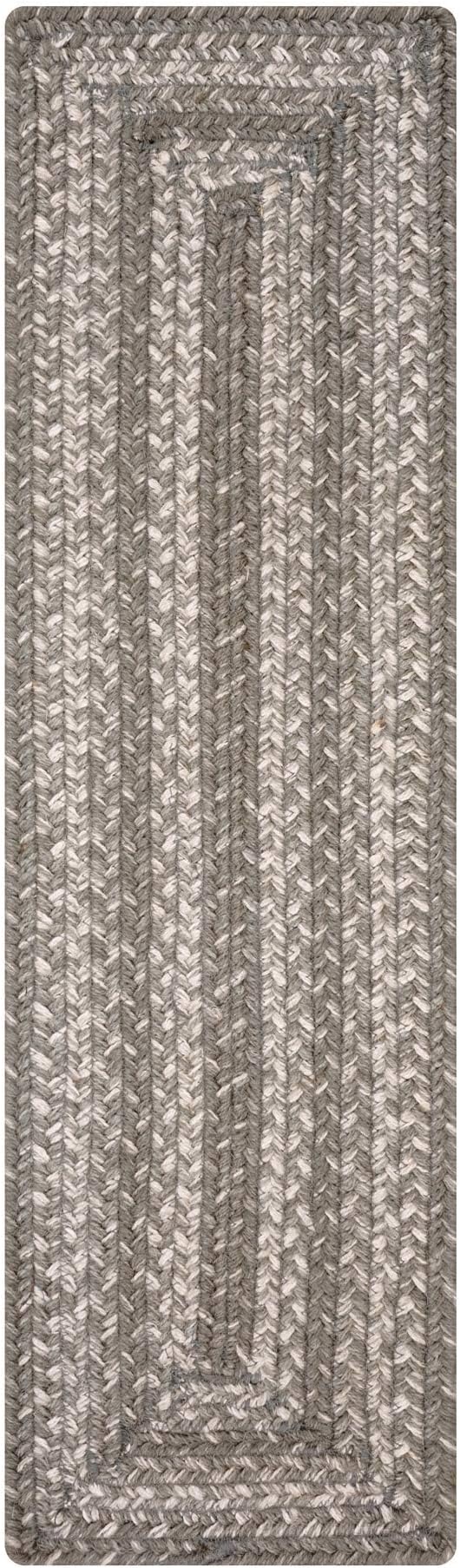 Homespice Grey Cloud Jute Braided Long Table Runner, Country Farmhouse Decor, Grey Rectangle 11x36 - Rich Colors, Easy to Clean, Durable and Protects Furniture