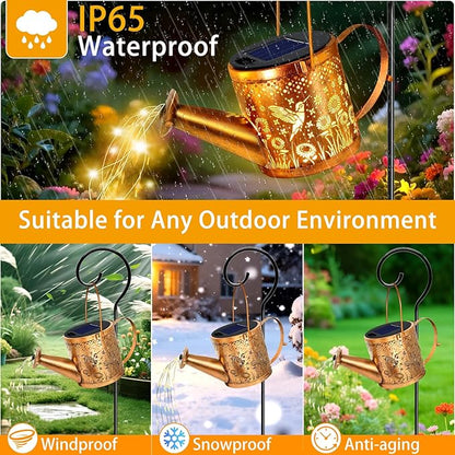 Solar Watering Can Lights, Hummingbird Decorative Hanging Lantern Solar Lights Outdoor Waterproof, Gifts for Mom Women Grandma Birthday, Retro Metal Garden Decor for Outside Yard Patio Lawn Porch