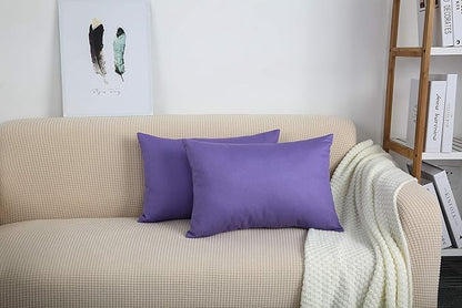 TangDepot Handmade Decorative Solid 100% Cotton Canvas Throw Pillow Covers/Pillow Shams, (12"x20", Violet), 1 Count (Pack of 1)