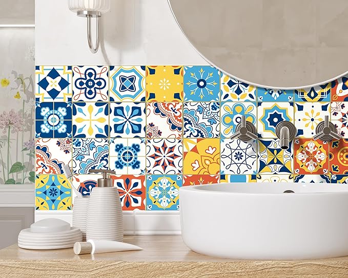 FLFK Wallpaper Border Tile Stickers Peel and Stick Wall Border for Kitchen Backsplash Bathroom Shower Room, 6"x240"