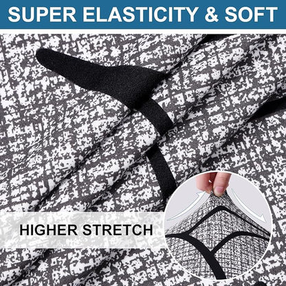 Smiry Printed Couch Cushion Covers, Stretch Soft Couch Covers for Sofa, Washable Non-Slip Sofa Slipcover Furniture Protector for Indoor and Outdoor (1 Pack, Grey and Black)
