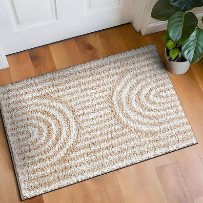 Rugshop Abstract Arch Shag Area Rug Beige 2' x 3' Ideal for Entryways, Kitchens, or Small Spaces