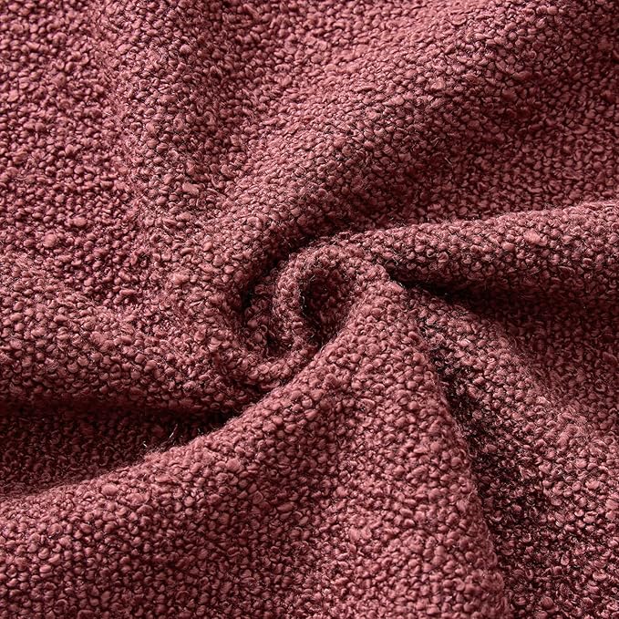Woaboy Pack of 2 18x18 Inch Decorative Boucle Throw Pillow Covers Textured Square Pillowcaes Accent Solid Cozy Soft Cushion Covers Home Decor for Sofa Couch Living Room Home Decor,Burgundy