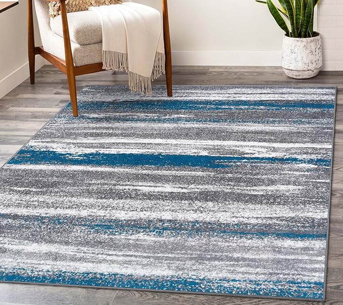 LUXE WEAVERS Modern Abstract Turquoise 8x10 Area Rug