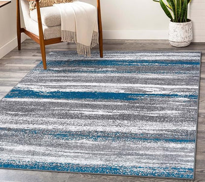 LUXE WEAVERS Modern Abstract Turquoise 8x10 Area Rug
