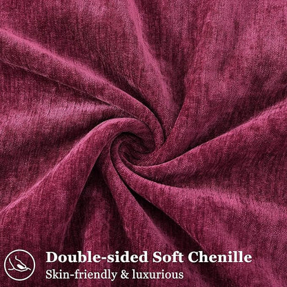 decorUhome Spring Couch Throw Pillow Covers 16x16 Set of 2, Decorative Soft Velvet Neutral Chenille Pillow Covers with Elegant Design for Sofa Bed Living Room Home Decor, Rhododendron