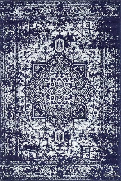 Rugs.com Arlington Collection Rug – 6' x 9' Navy Blue Medium-Pile Rug Perfect for Living Rooms, Large Dining Rooms, Open Floorplans