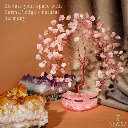 Rose Quartz Crystal Tree Gifts for Women, Handmade Chakra Healing Crystals Tree of Life for Positive Energy, Money, Good Luck, Home and Office Decor, Thoughtful Birthday Gifts for Mom