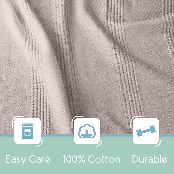 King Size 100% Cotton Mink Blanket | Super Soft Breathable Lightweight Throw Blanket | All-Season Knit Blanket | Versatile Hotel Luxury | Easy Care