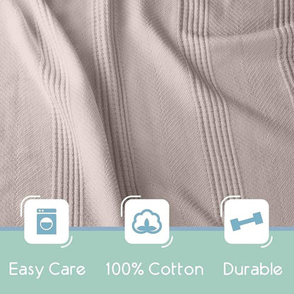 King Size 100% Cotton Mink Blanket | Super Soft Breathable Lightweight Throw Blanket | All-Season Knit Blanket | Versatile Hotel Luxury | Easy Care