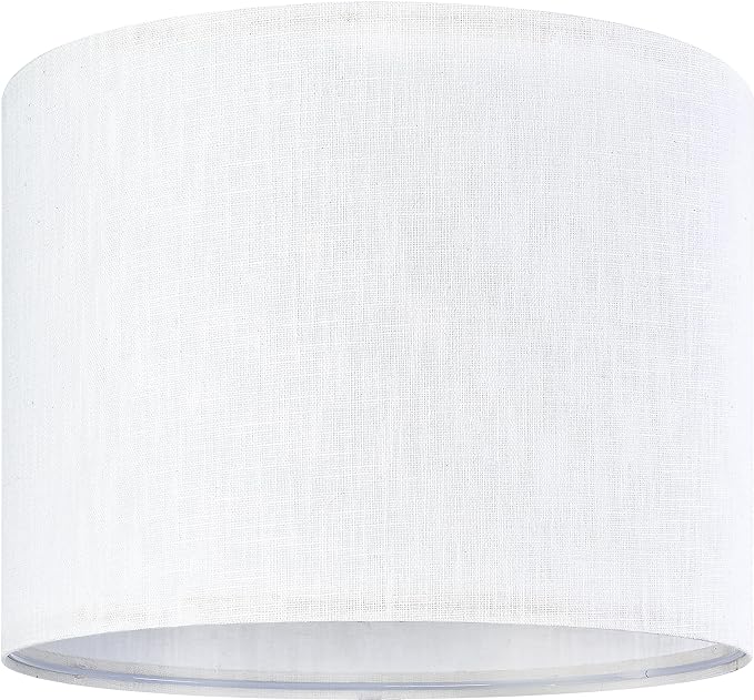 GO&SO White Textured Drum lampshade Medium Lamp Shade 13" Top x 13" Bottom x 10" High (Spider) Modern Linen Lamp Shades for Table Lamp Bedside Lamp Natural Linen Replacement Assembly is Required