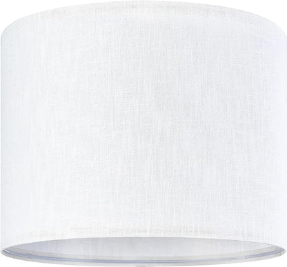 GO&SO White Textured Drum lampshade Medium Lamp Shade 13" Top x 13" Bottom x 10" High (Spider) Modern Linen Lamp Shades for Table Lamp Bedside Lamp Natural Linen Replacement Assembly is Required
