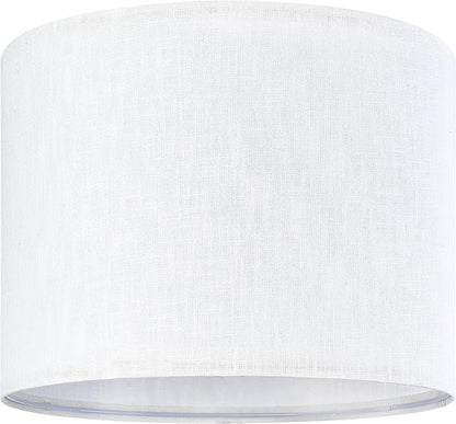 Set of 2 Pure White Linen Drum Lamp Shade 13" Top x 13" Bottom x 10" High (Spider) Contemporary Lamp Shades for Table Lamps & Bedside Lamps Replacement Lampshade - GO&SO - Assembly is Required
