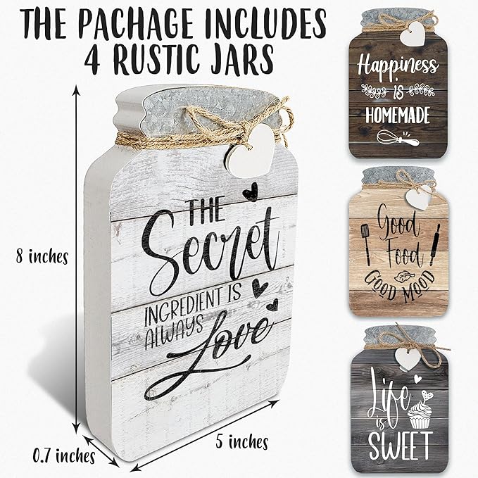 Old Shack Collection – Kitchen Wall Decor Set of 4 – Durable Kitchen Wall Art – Refined Kitchen Decor to Elevate Your Home, Crafted for Lasting Style, 8 x 5 in