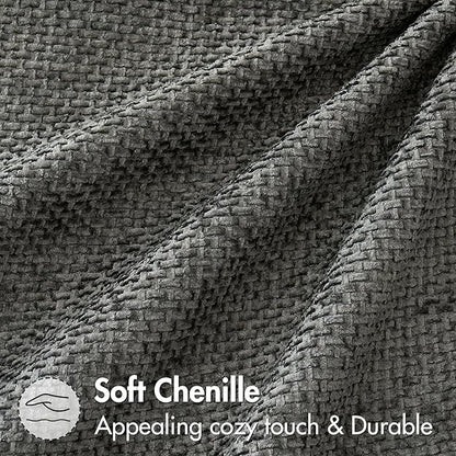 MIULEE Pack of 2 Couch Throw Pillow Covers 16x16 Inch Dark Gray Modern Boho Accent Decorative Pillow Covers Soft Chenille Farmhouse Cushion Covers for Home Decor Bed Sofa Living Room