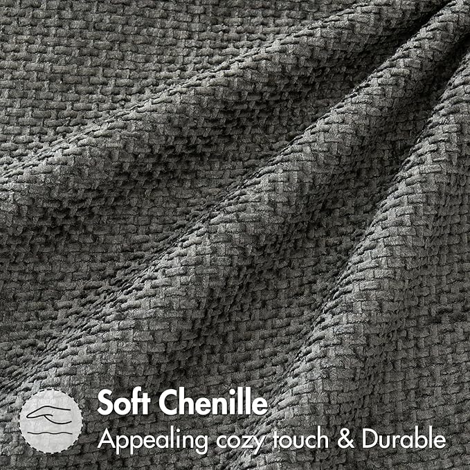 MIULEE Pack of 2 Couch Throw Pillow Covers 18x18 Inch Dark Gray Modern Boho Accent Decorative Pillow Covers Soft Chenille Farmhouse Cushion Covers for Home Decor Bed Sofa Living Room