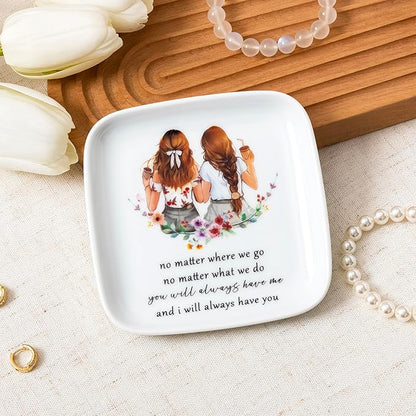 Crisky Best Friend Birthday Gifts for Women, No Matter Where We Go, No Matter What We Do, You Will Always Have Me, and I Will Always Have You, Going Away Long Distance Friendship Ring Dish