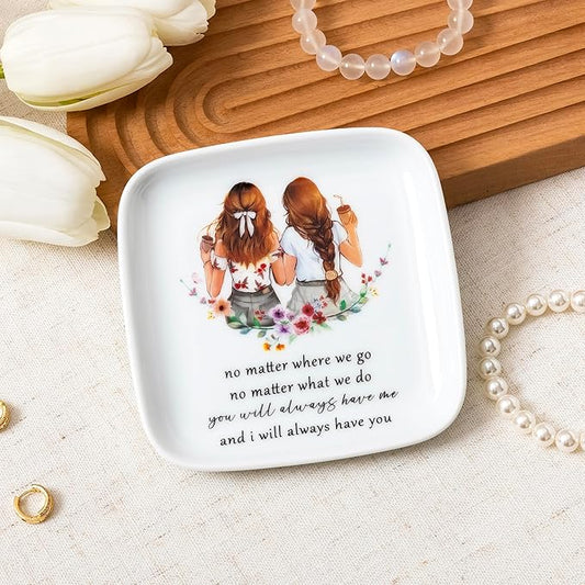 Crisky Best Friend Birthday Gifts for Women, No Matter Where We Go, No Matter What We Do, You Will Always Have Me, and I Will Always Have You, Going Away Long Distance Friendship Ring Dish