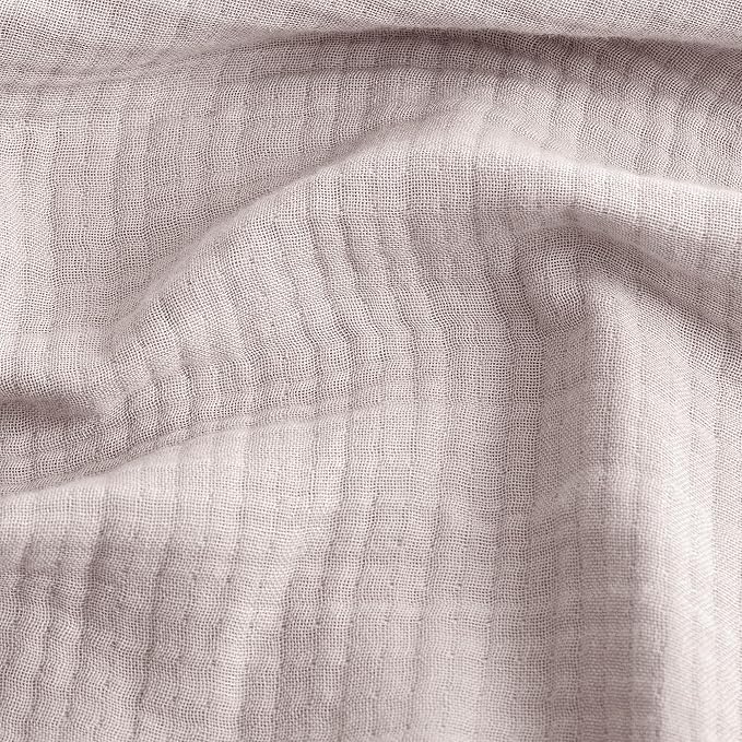 FOSSA Muslin Blanket with Fringe - 4-Layer 100% Cotton Gauze Super Soft & Breathable Throw -Lightweight Decorative Cooling Blanket for Bed, Sofa, Office (Greyish Pink, Super King (108" × 98"))