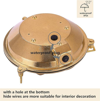 BLINKO Nautical Brass Bulkhead Wall Light,Vintage Retro Wall Sconce,Industrial Lighting Fixtures,Mid Century Modern Decorative,IP 54 Precision Waterproof,Lampshade Only,with Bottom Hole