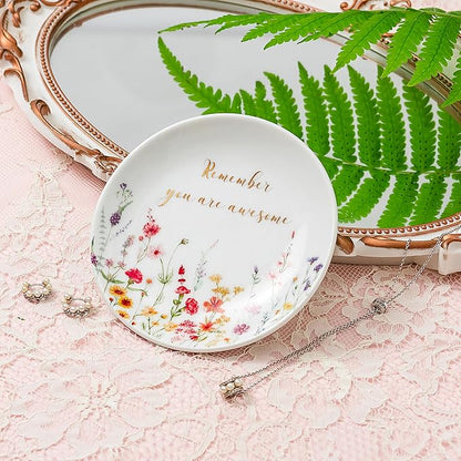 Crisky You Are Awesome Jewelry Ring Dish for Women Birthday Gifts Friendship, Inspirational Gifts Female Encouragement Gift Trinket Tray for Her Sisters Daughters Friend Cowoker Mom Aunt