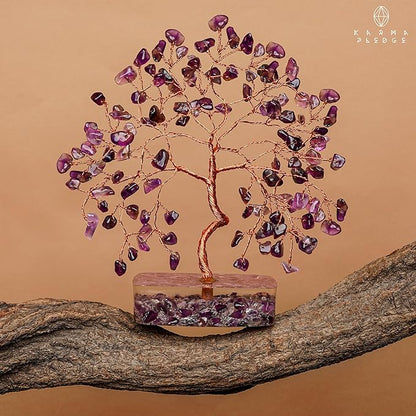KARMAPLEDGE Amethyst Crystal Tree of Life Birthday Gifts for Women, Handmade Chakra Healing Crystals Tree for Home and Office Desk Decor, Positive Energy, Good Luck, Money, Spiritual Gifts for Mom