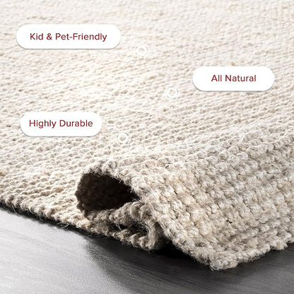 nuLOOM Ashli Solid Farmhouse Jute Area Rug, 4x6, Off-white
