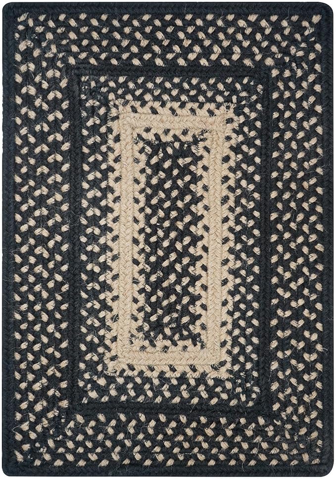 Homespice Manchester Jute Woven Placemats, Country Primitive Decor, Set of 4, Black and Tan 13x19 Rectangle Table Mats - Vibrant Colors, Durable, Easy to Clean and Protects Furniture