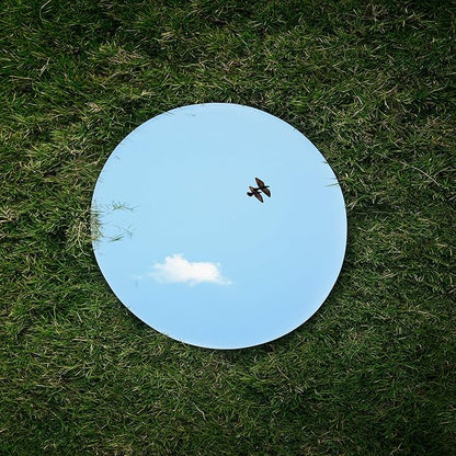 WGVI WGV Large Round Mirror Plate 14" Diameter, 4.5 mm Thickness, Frameless Sanded Edges, Quality Thick Candle Tray, Home Event Party Wedding Table Centerpiece Wall Decor, 1 Piece