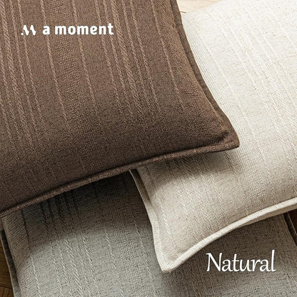 a moment Linen Pillow Covers Set of 2,Boho Farmhouse Throw Pillowcases Neutral Textured Decorative Covers for Couch Sofa,Soft Linen Blend Accent Case Cushion Living Room Home Decor 20"x12"Hazel