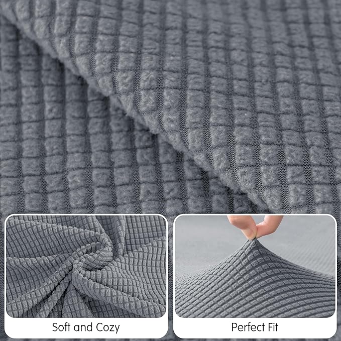 Hokway Stretch Chaise Cover Individual Couch Cushion Slipcovers Reversible Cushion Protector Slipcovers Sofa Cushion Protector Covers (Chaise Cover, Lightgrey)